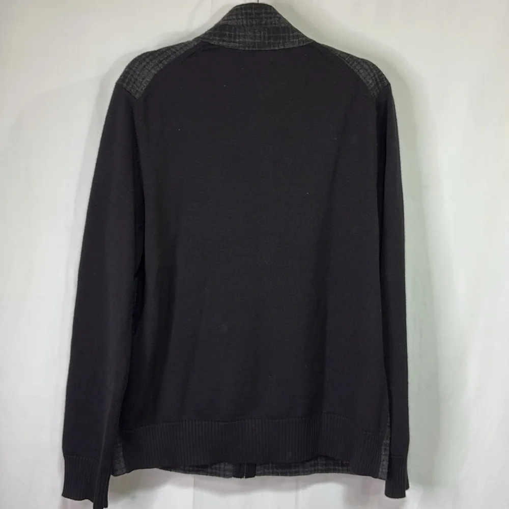 🍄 banana republic plaid knit, zip front sweater jacket: